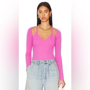 ASTR the Label Estefania fitted ribbed Sweater in Hot Pink M